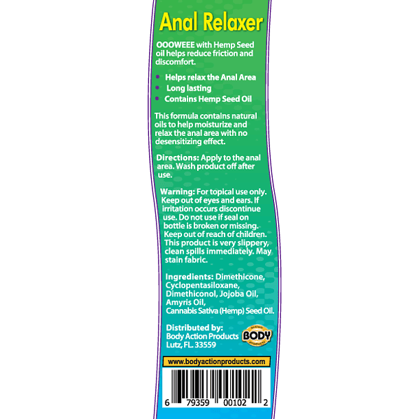 OOOWEEE Anal Relaxer – Lubricante de Silicona con Aceite de Semilla de Cannabis (50 ml)
